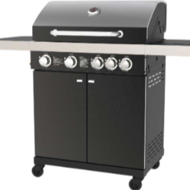 Hot koop Tuin Gas BBQ Grill OEM Gas en Houtskool BBQ Grill met Kabinetten Wielen Roestvrij staal Gas Barbecue Grill