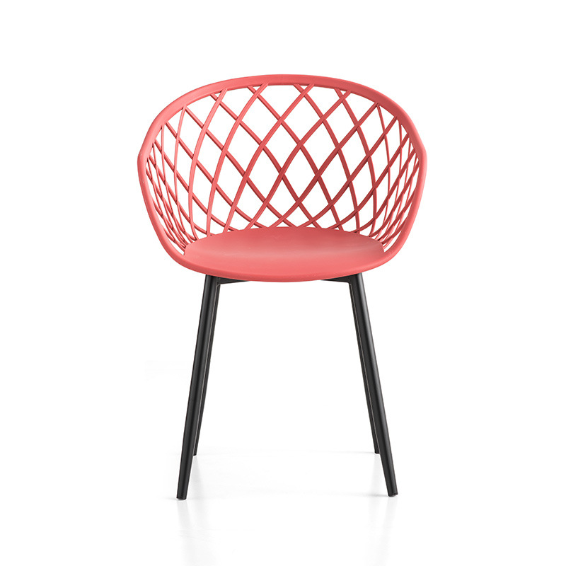 Moderne tuinmeubelen PP kunststof metalen frame chaises plastique fauteuil rode tuinstoelen
