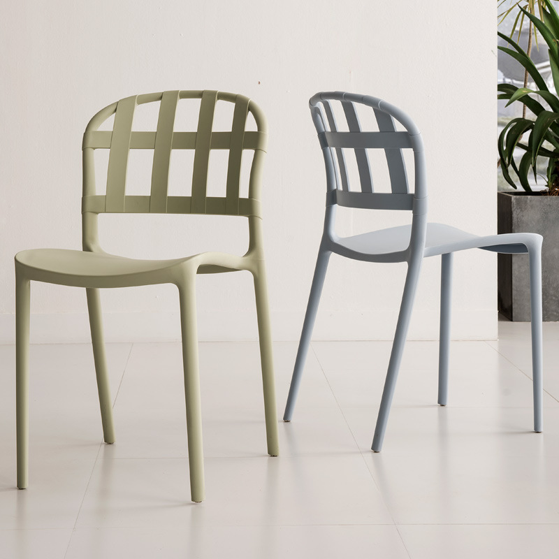 Moderne plastic gekleurde stoel Less Fixed Fixed Backrest Outdoor Simple Lounge Plastic eetkamerstoel